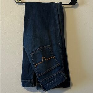 Kimes Ranch Women's High Rise Dark Blue Denim Jeans with Contrast Stitching